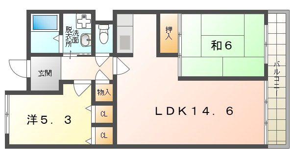 コートロイヤル(2LDK/2階)の間取り写真