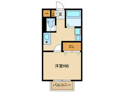 津田沼ハイツ(1K/2階)の間取り写真
