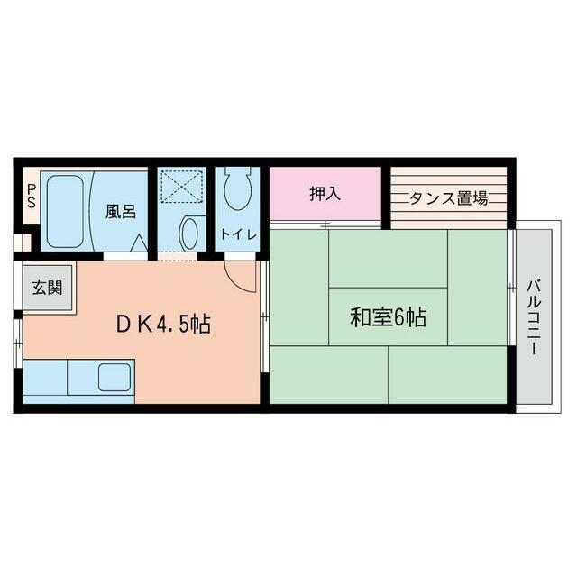乙幸ハウス(1DK/2階)の間取り写真