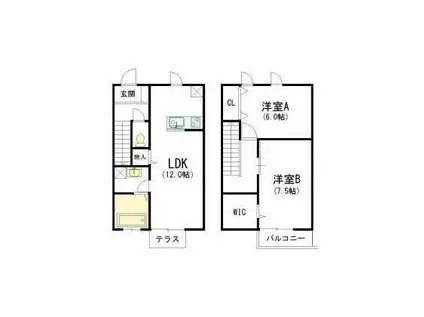 プランドール(2LDK/1階)の間取り写真