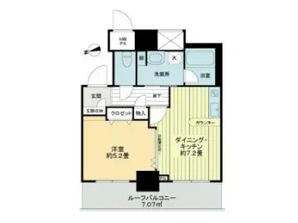 ライオンズステーションプラザ松戸(1DK/2階)の間取り写真