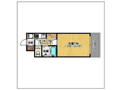 ピュアドームレジデンテ大濠(1K/4階)の間取り写真