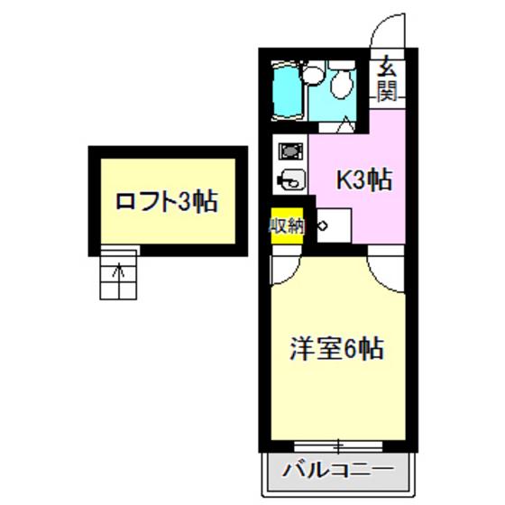 シティーパレスカメリアI(1K/2階)の間取り写真