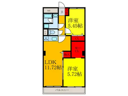 ベルコート(2LDK/4階)の間取り写真