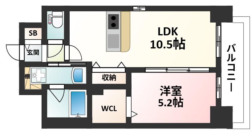 スプランディッド新大阪VIII(1LDK/14階)の間取り写真