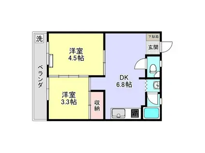 コーポ浜田(2DK/2階)の間取り写真