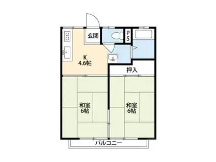 スカイハイツ(2K/1階)の間取り写真