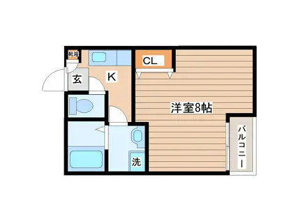クレフラスト愛宕橋C(1K/1階)の間取り写真