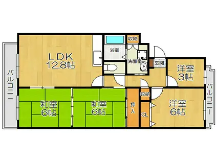 リバーサイド栄紀(4LDK/4階)の間取り写真