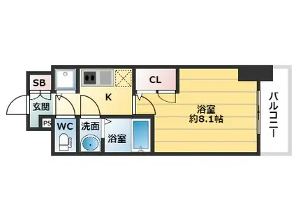 サムティ阿波座BELSIA(1K/13階)の間取り写真