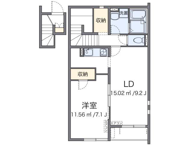 クレイノARINOII(1LDK/2階)の間取り写真