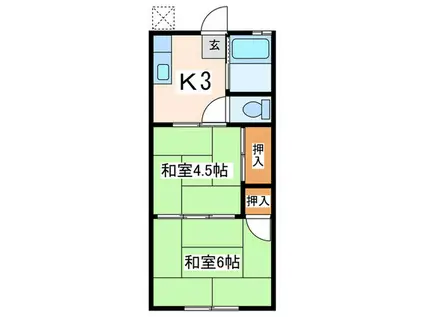都喜和荘(2K/2階)の間取り写真