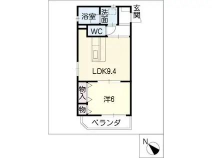 ラフィーネ新安城(1LDK/2階)の間取り写真