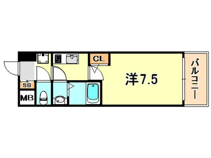 サムティ神戸BENIR(1K/13階)の間取り写真