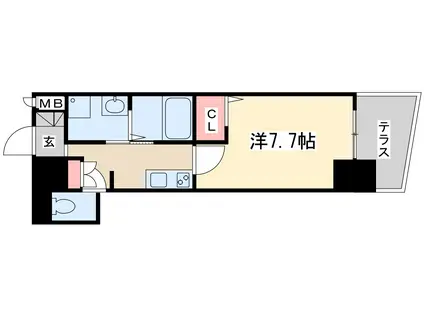 ラドゥセール梅田ウエスト(1K/1階)の間取り写真