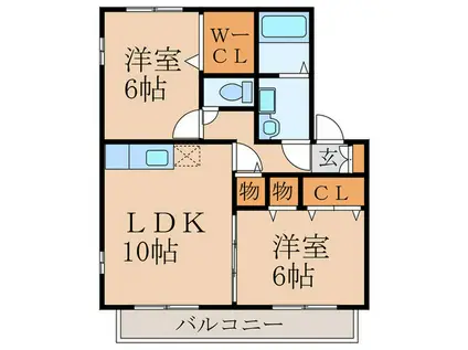 リバーサイドフォレストB(2LDK/2階)の間取り写真