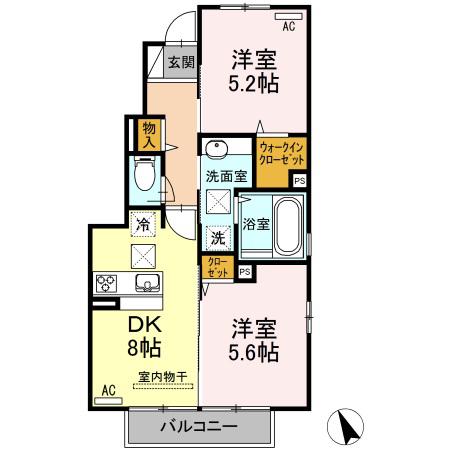 フェリックス小串(2DK/1階)の間取り写真