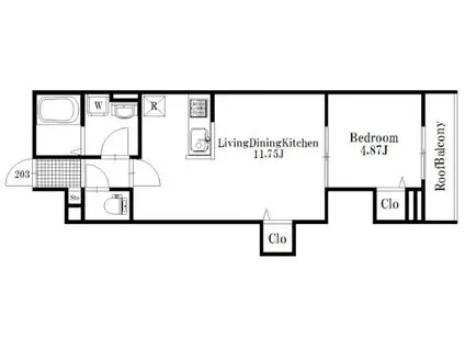 セプテムステラ笹塚(1LDK/2階)の間取り写真