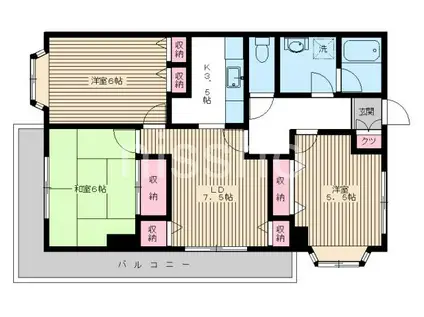 レーヴ富士見台(3LDK/4階)の間取り写真