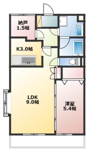 エコール ド 松葉(1SLDK/2階)の間取り写真