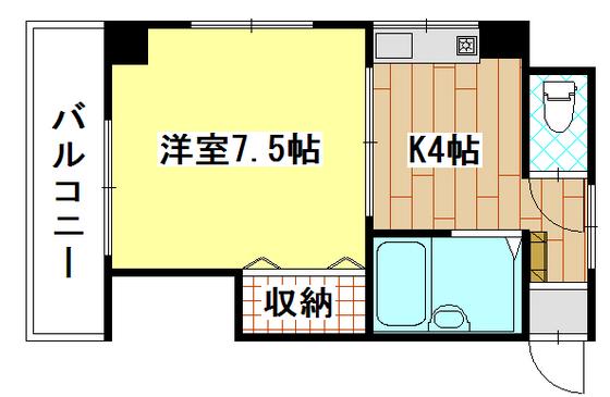 正英ビル(1K/4階)の間取り写真