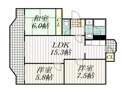 千葉ファミリータウン 5号棟(3LDK/5階)の間取り写真