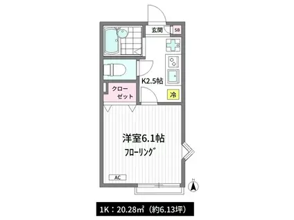 フィオレンテ桜台(1K/2階)の間取り写真