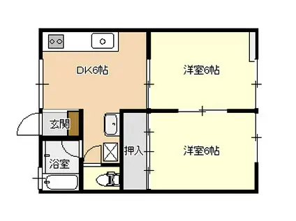 オレンジペコ(2DK/1階)の間取り写真