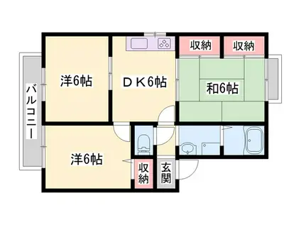 ビワージュキヨタA棟(3DK/2階)の間取り写真