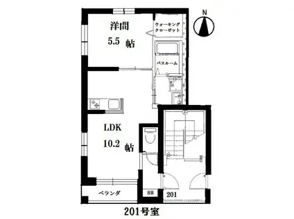 プランドール(1LDK/2階)の間取り写真