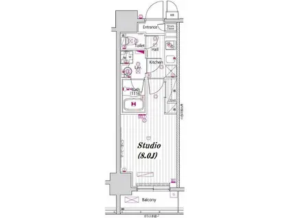 ガーラ・プレシャス門前仲町(1K/2階)の間取り写真