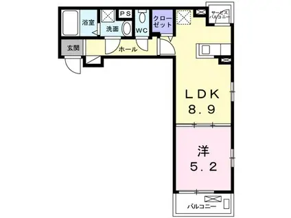 シエリア III(1LDK/3階)の間取り写真