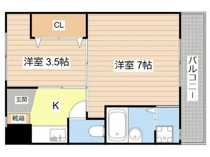 ヴィラナリー草津I(2K/4階)の間取り写真