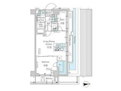 パークアクシス市谷加賀町(1SLDK/4階)の間取り写真