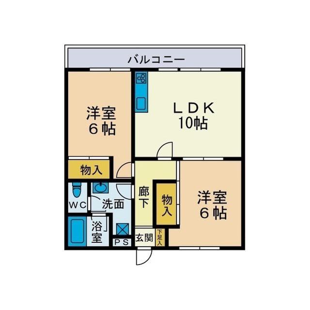 コーポ北野(2LDK/2階)の間取り写真