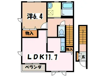 パルテールA(1LDK/2階)の間取り写真