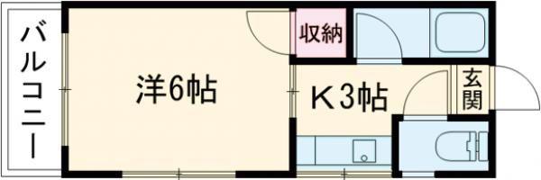 パークハイツ相模(1K/2階)の間取り写真
