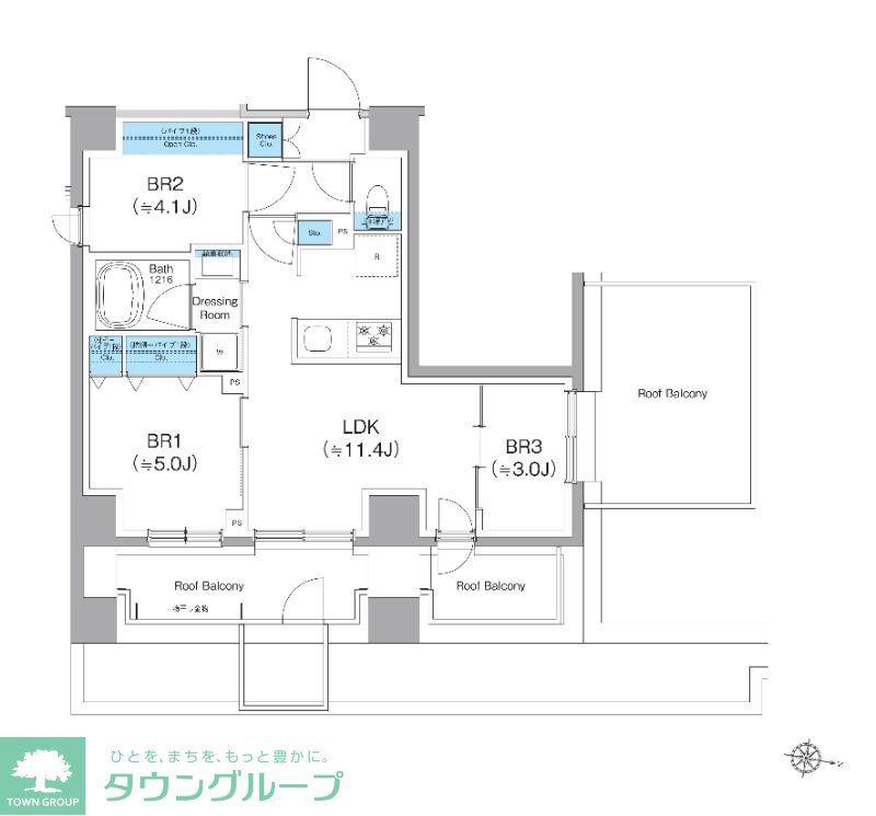 クレヴィアリグゼ西馬込(3LDK/6階)の間取り写真