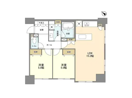 LASANTE五反田(2LDK/13階)の間取り写真