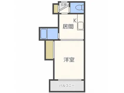 グリーンホームズ(1DK/3階)の間取り写真