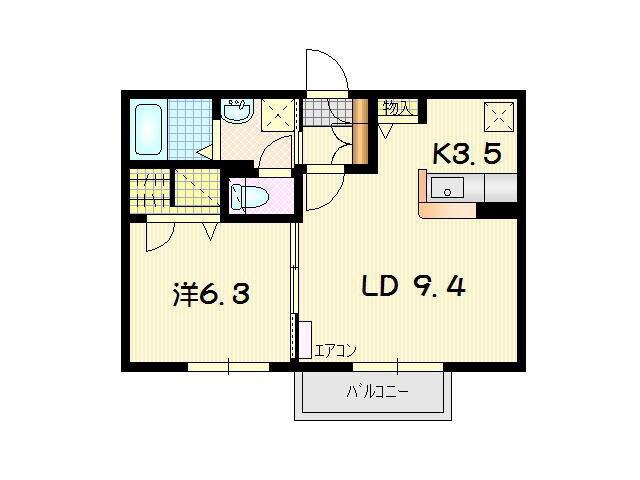 マイルド津志田(1LDK/1階)の間取り写真
