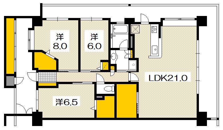 ヴェルディ楽々園パークガーデンイースト(3LDK/12階)の間取り写真