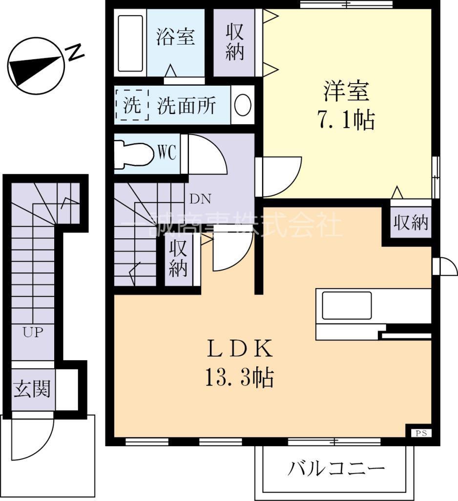 メゾンド・キクチ東石岡(1LDK/2階)の間取り写真