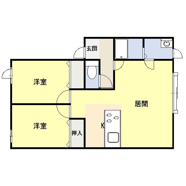 ユトリロ5(2LDK/2階)の間取り写真