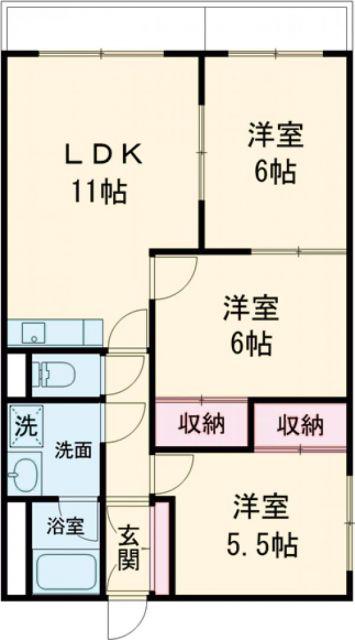 第1シャトウはまなす(3LDK/2階)の間取り写真