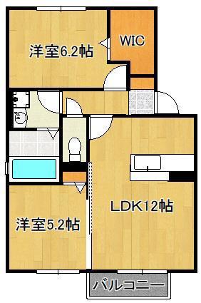 ウィング富久 B棟(2LDK/2階)の間取り写真