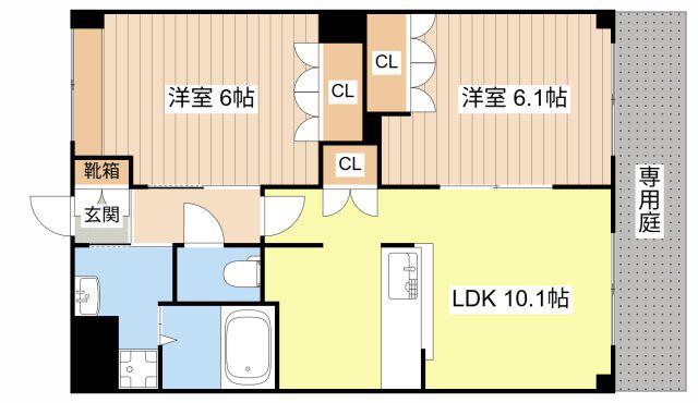 シャルマン(2LDK/1階)の間取り写真
