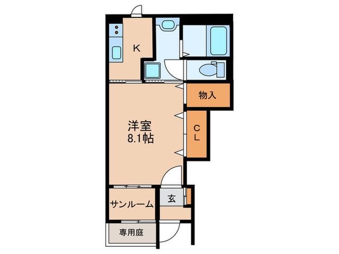 ラ・クレアージュ(1K/1階)の間取り写真