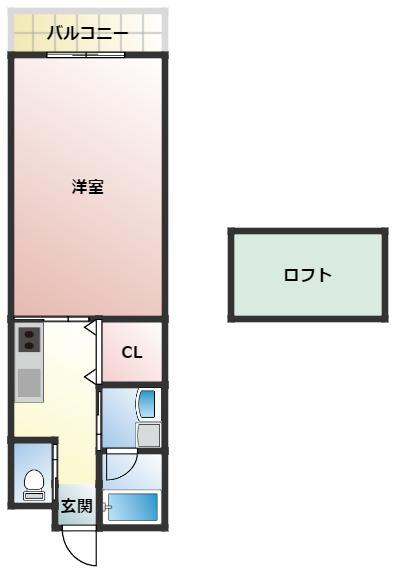 バウハウス(1K/3階)の間取り写真