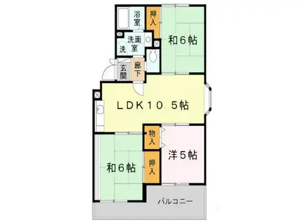 武庫リバーハイツ西野(3LDK/3階)の間取り写真